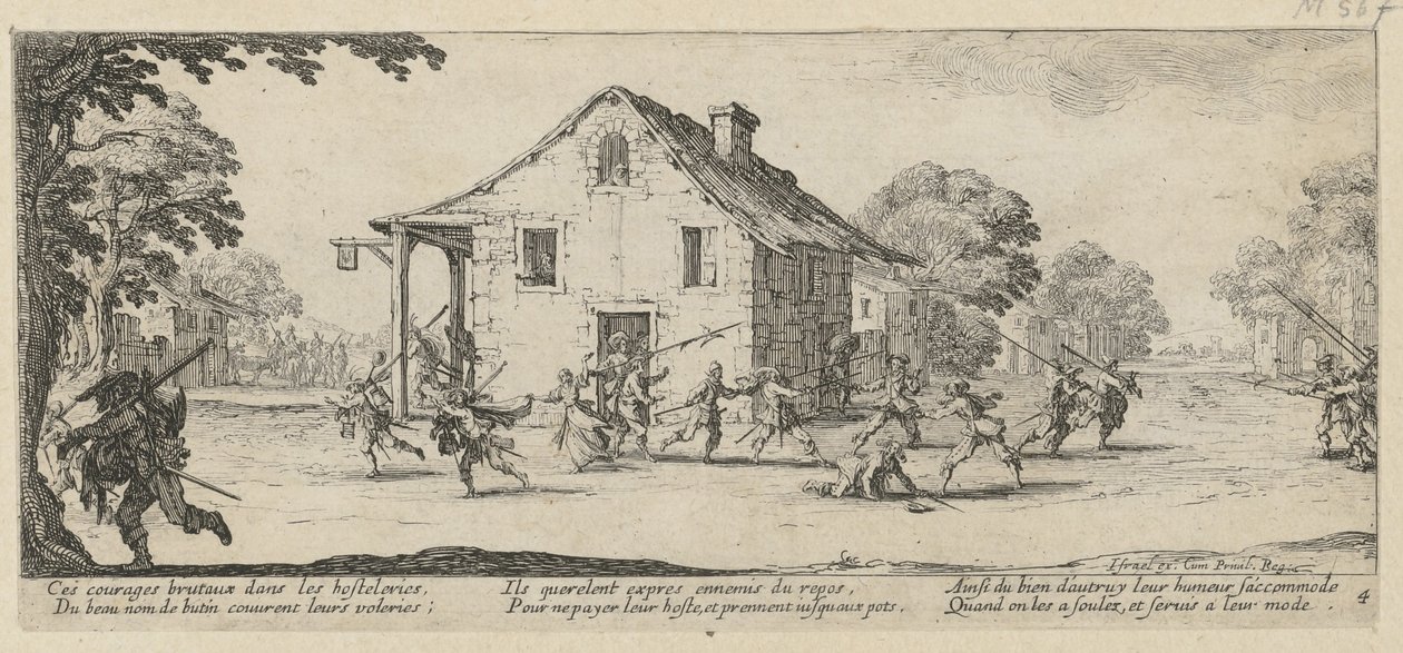 Plyndring, side 4 i serien «Krigens gru» av Jacques Callot