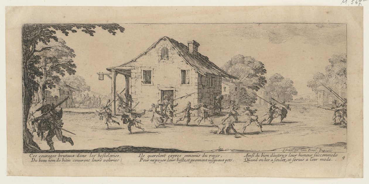 Plyndring, side 4 i serien «Krigens grusomheter» av Jacques Callot