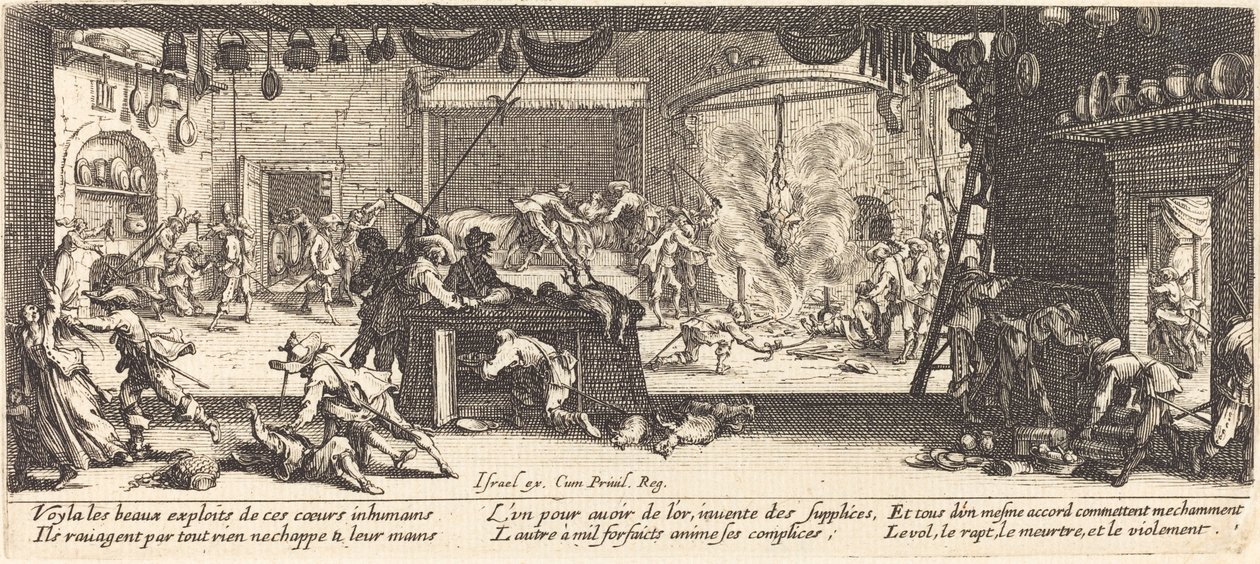 Plyndre et stort gårdshus av Jacques Callot