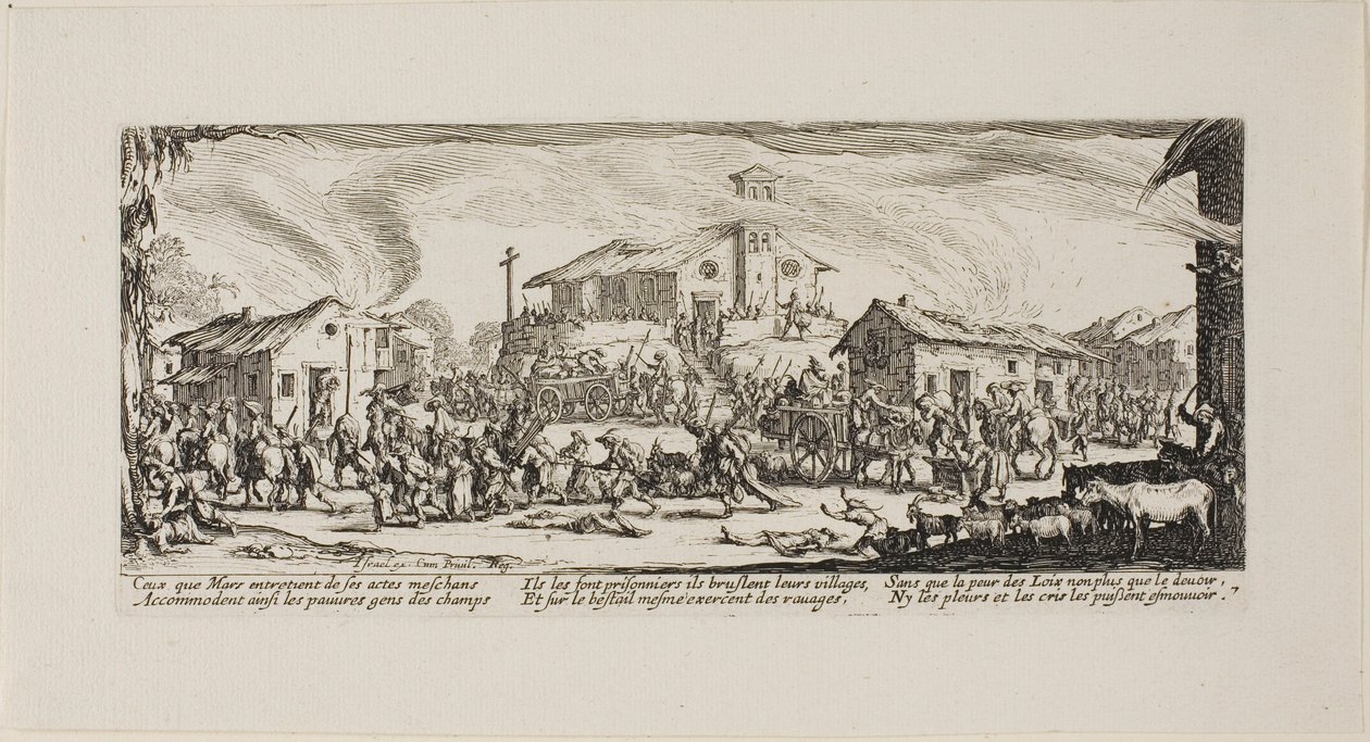 Plundering and Burning a Village, plate syv fra The Miseries of War av Jacques Callot
