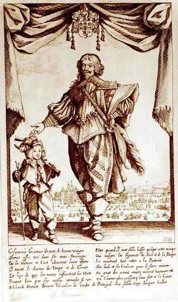 Portrett av Claude Deruet (1588-1660) Ridder av Portugals orden (gravering) (s/hvit foto) av Jacques Callot