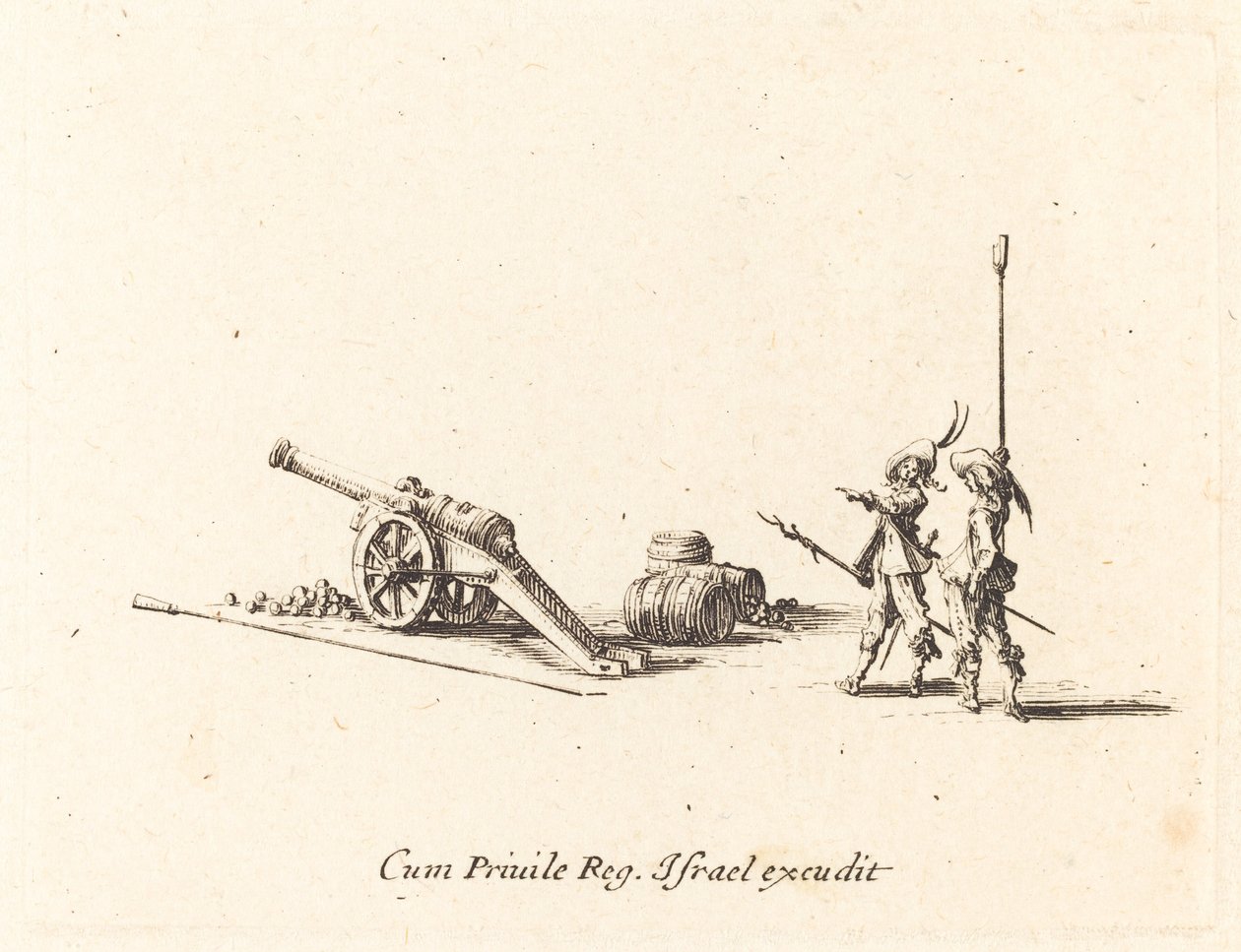 Forbereder på å skyte kanonen, 16341635. av Jacques Callot
