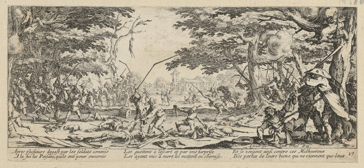 Bøndenes hevn, blad 17 fra serien «Krigens redsler» av Jacques Callot