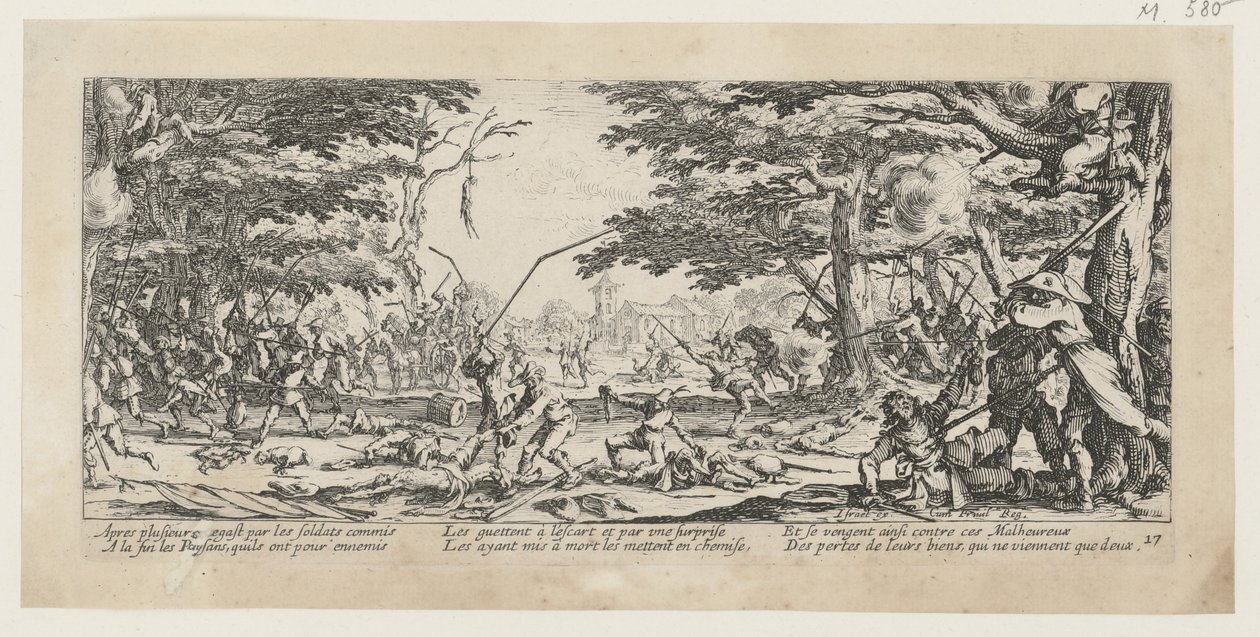 Bøndenes hevn, blad 17 fra serien «Krigens redsler» av Jacques Callot