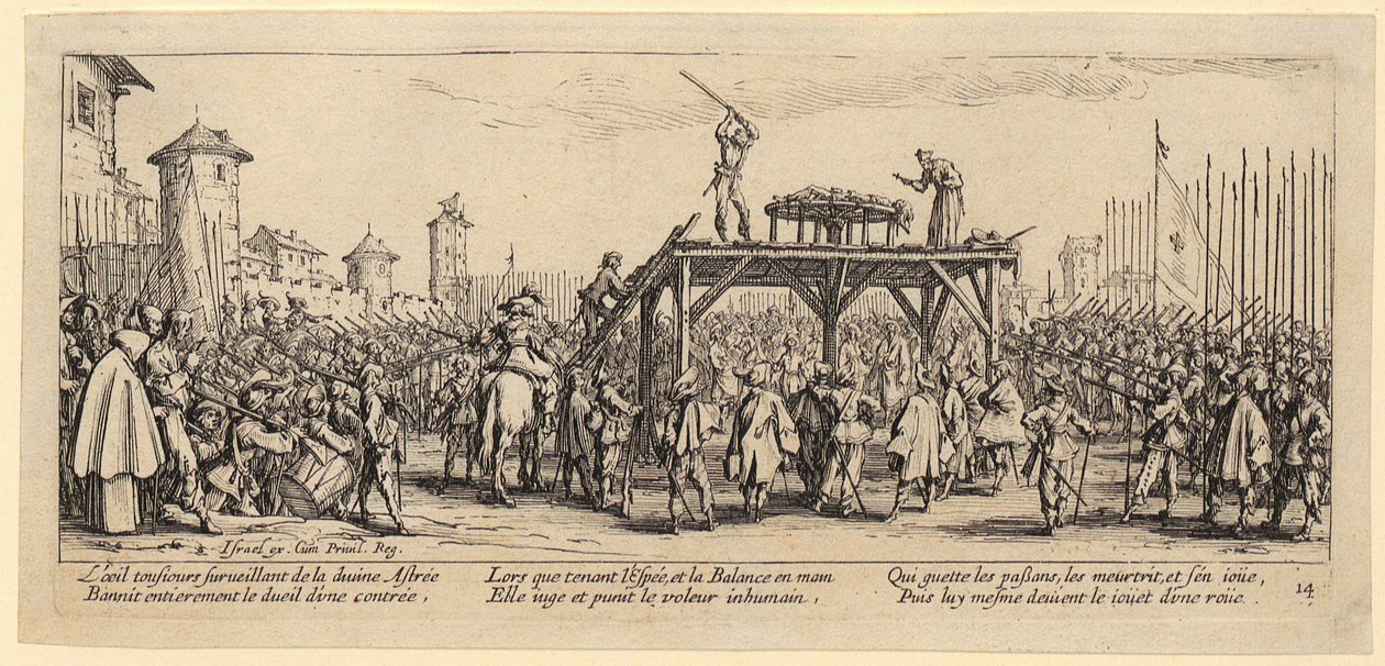 Hjul, plansje 14 fra serien «Krigens elendighet» av Jacques Callot