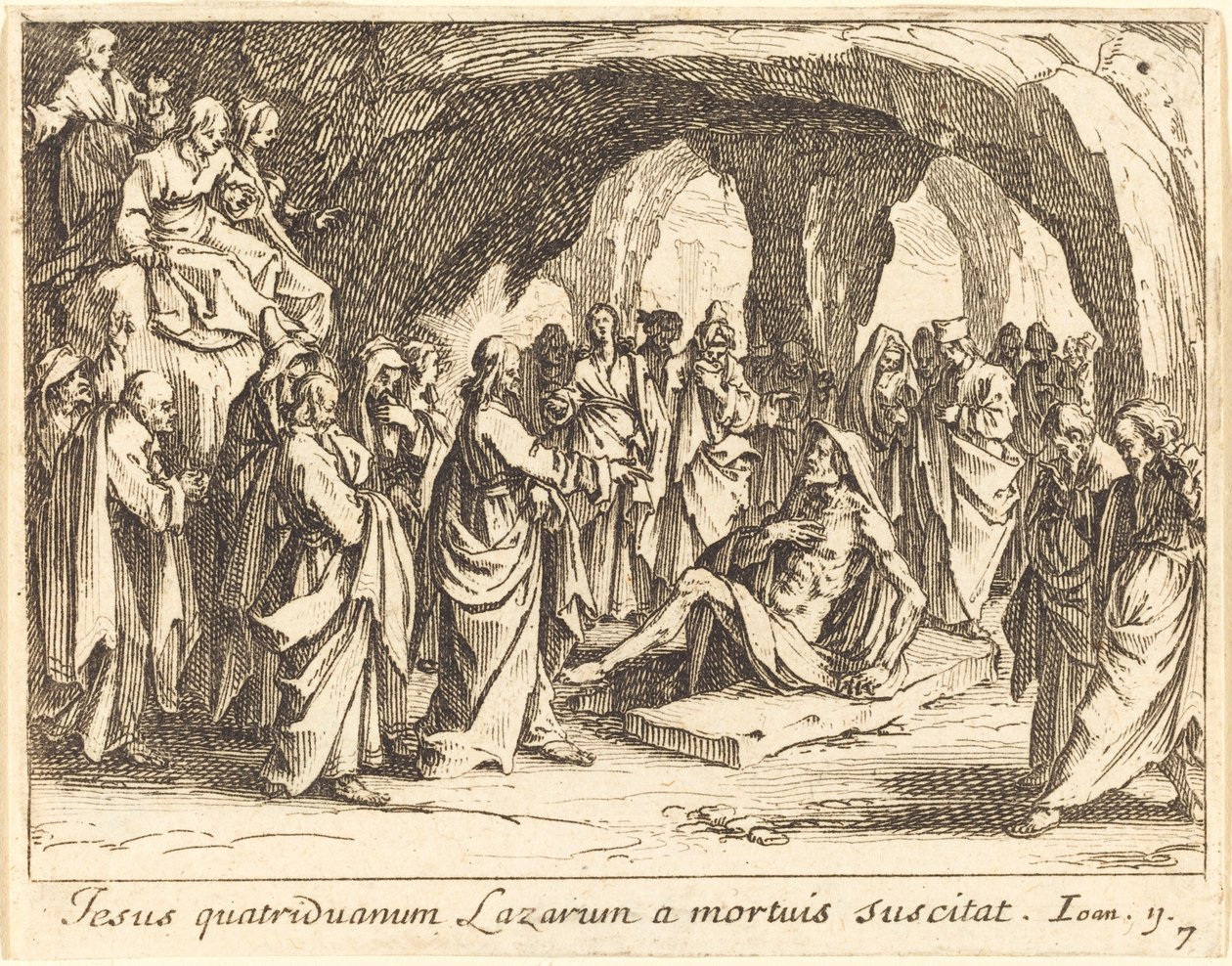 Oppdragelsen av Lasarus, 1635. av Jacques Callot