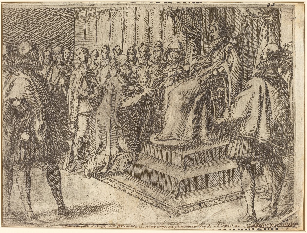 Mottak av Polens utsending [recto], 1612. av Jacques Callot