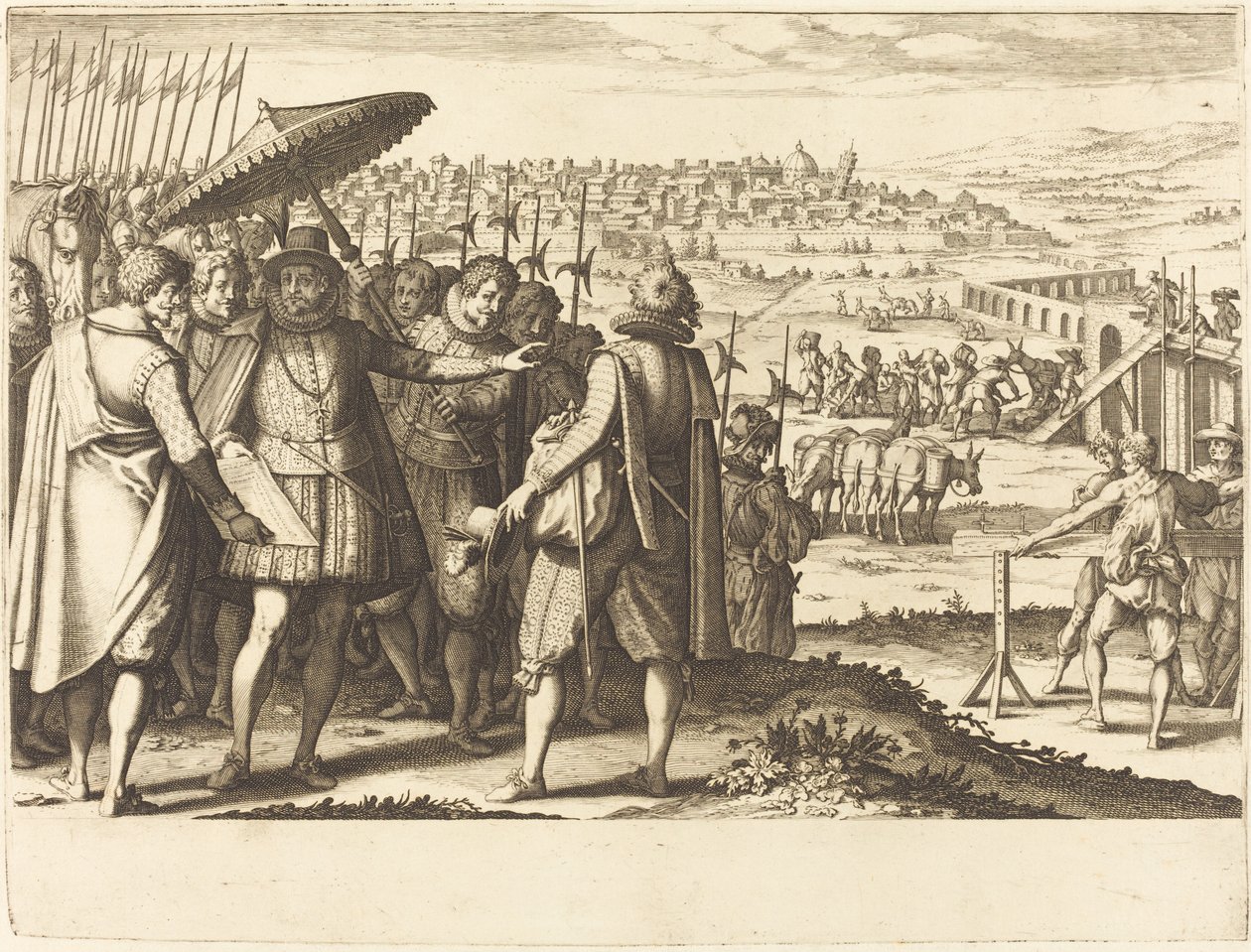 Restaurering av akvedukten i Pisa av Jacques Callot