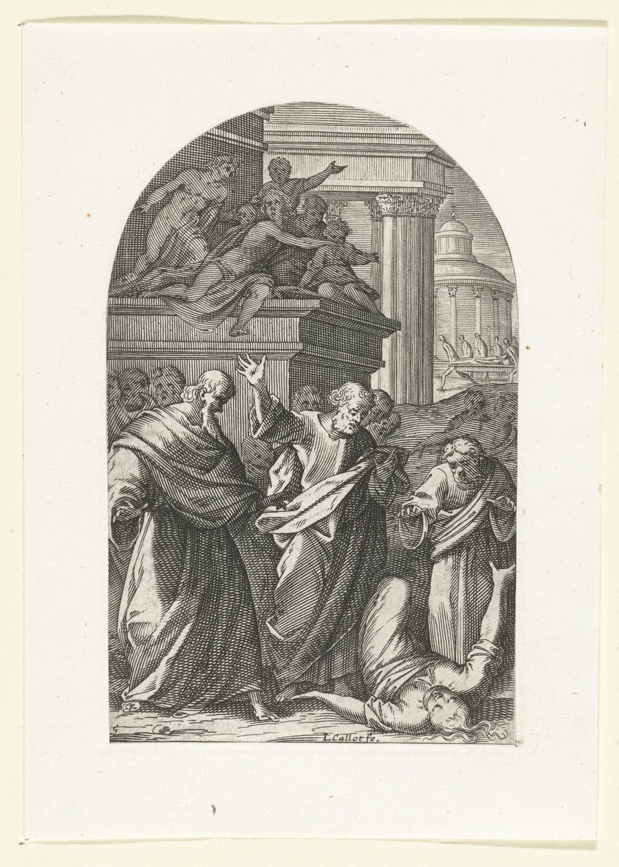 Sapphira straffet med døden Malerier og skulpturer i Roma (serietittel) av Jacques Callot