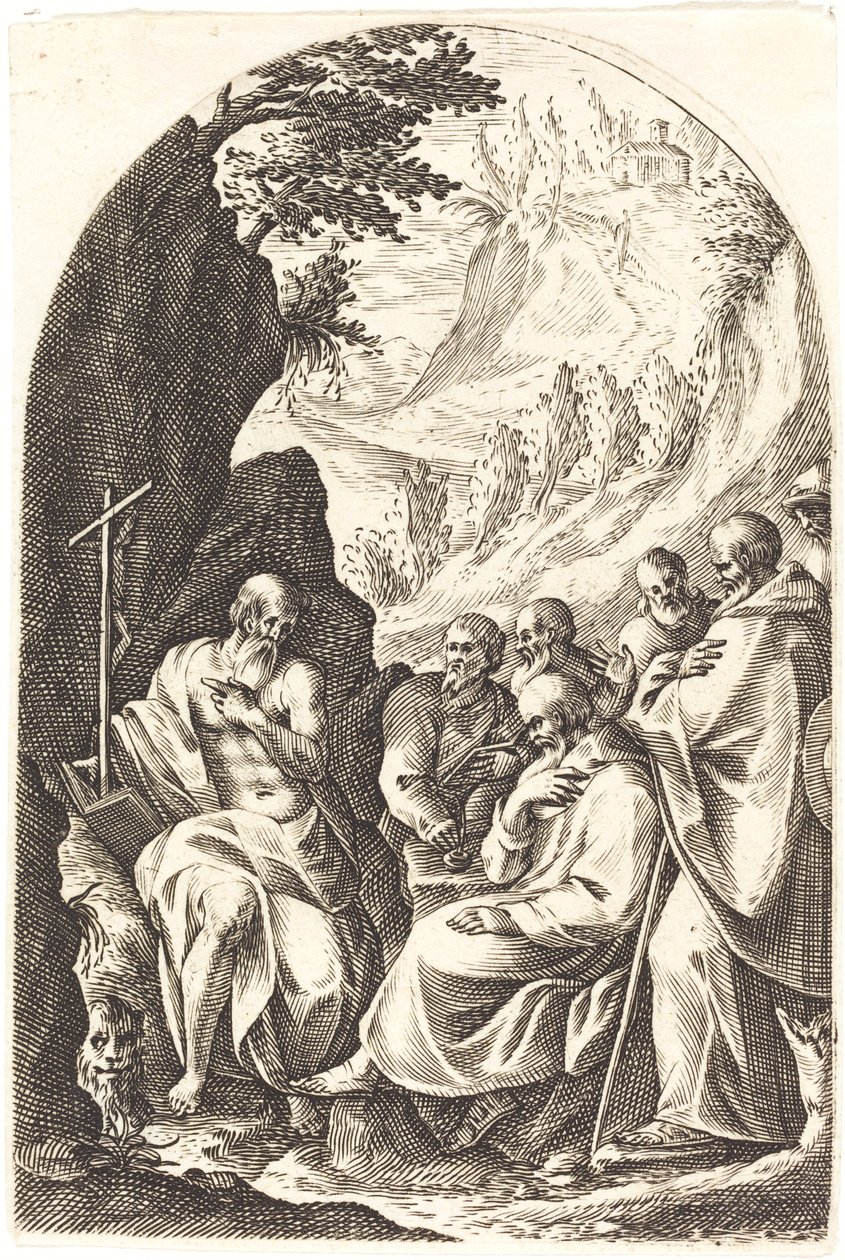 Saint Jerome instruerer sine disipler i ørkenen, 16081611. av Jacques Callot