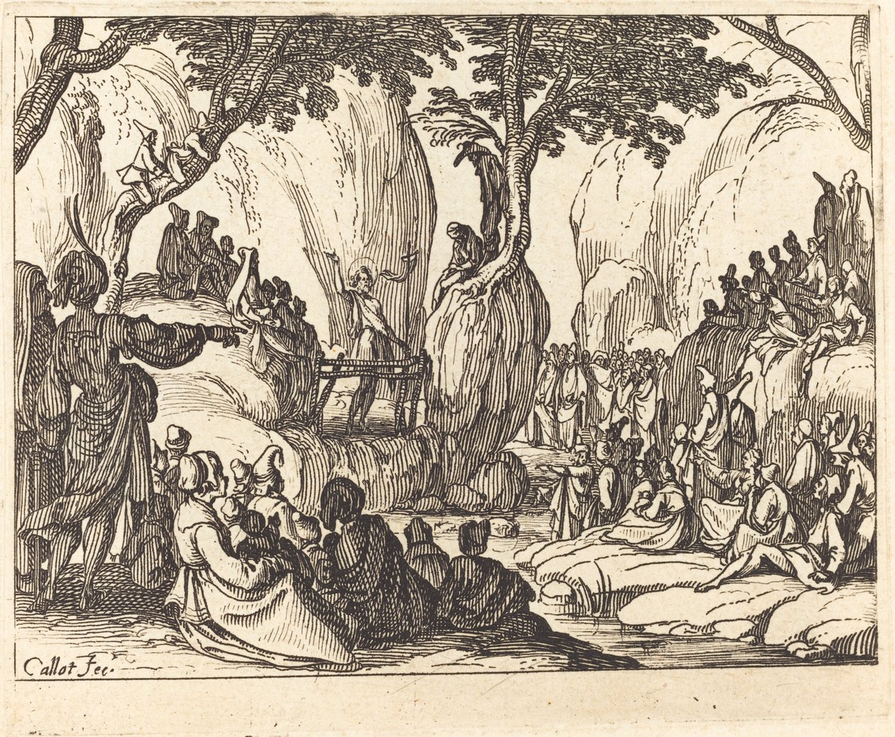 Johannes forkynner i ørkenen. av Jacques Callot
