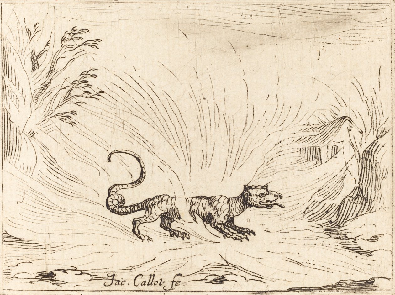 Salamander omgitt av flammer av Jacques Callot
