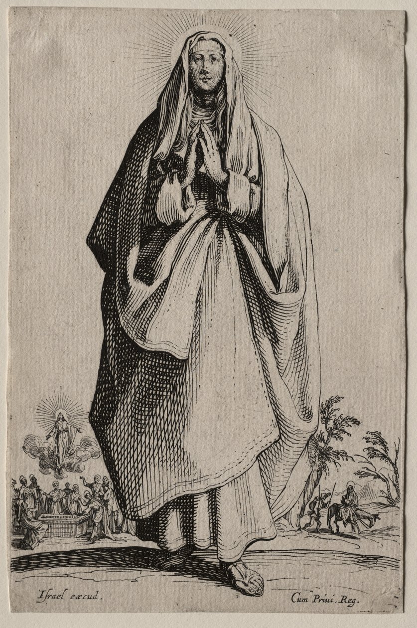 Hellige av den salige jomfru Maria av Frelseren Icons/Les Grands Apôtres (De store apostlene): La Sainte Vierge (Den hellige jomfru) av Jacques Callot