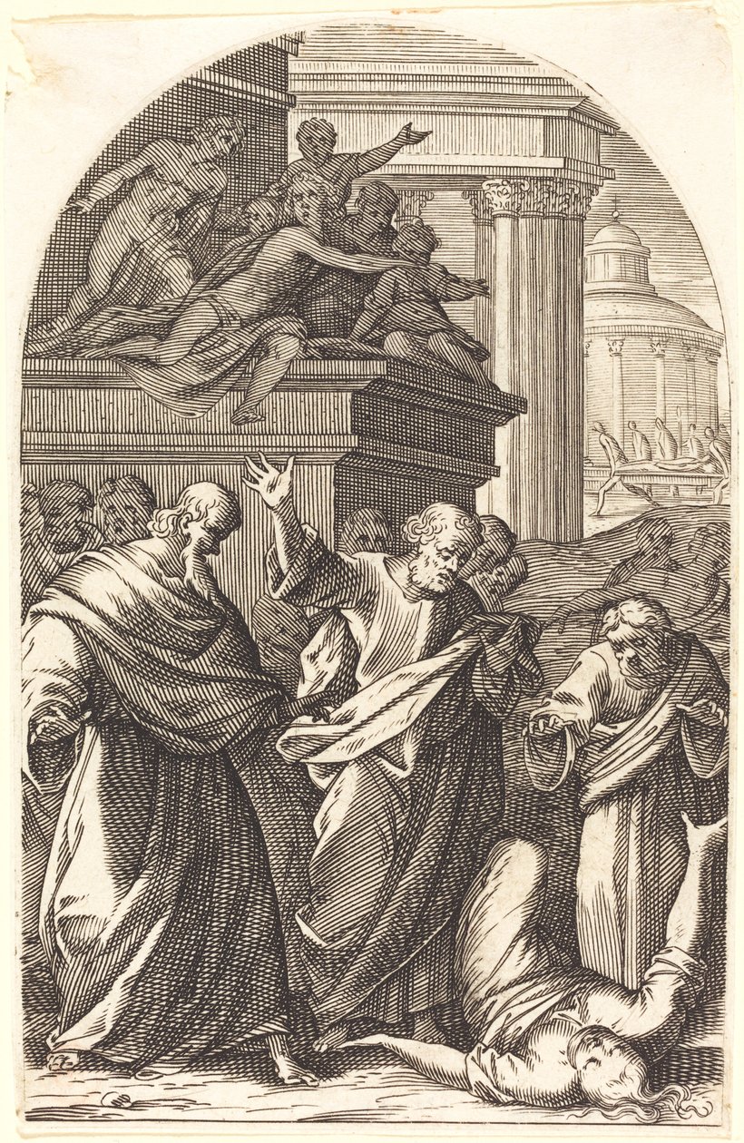 Sapphira straffet med døden av Jacques Callot