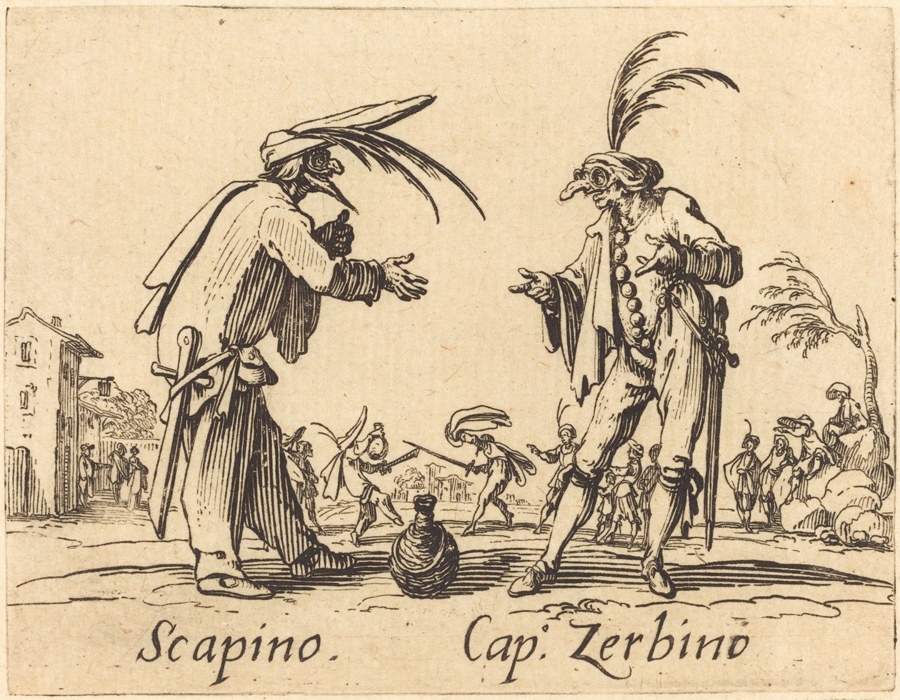 Scapino og Cap. Zerbino av Jacques Callot