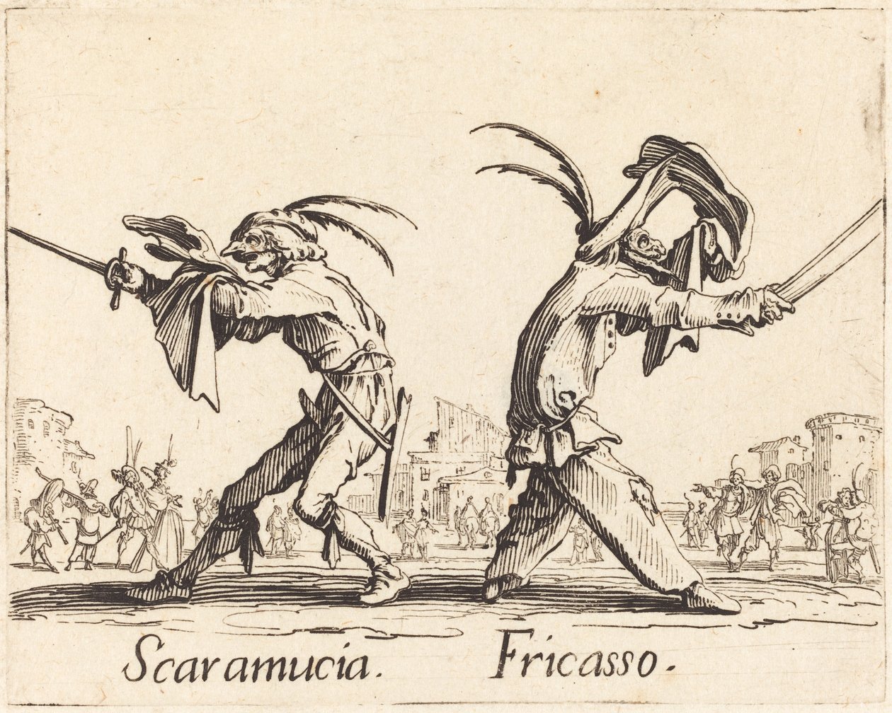 Scaramucia og Fricasso av Jacques Callot