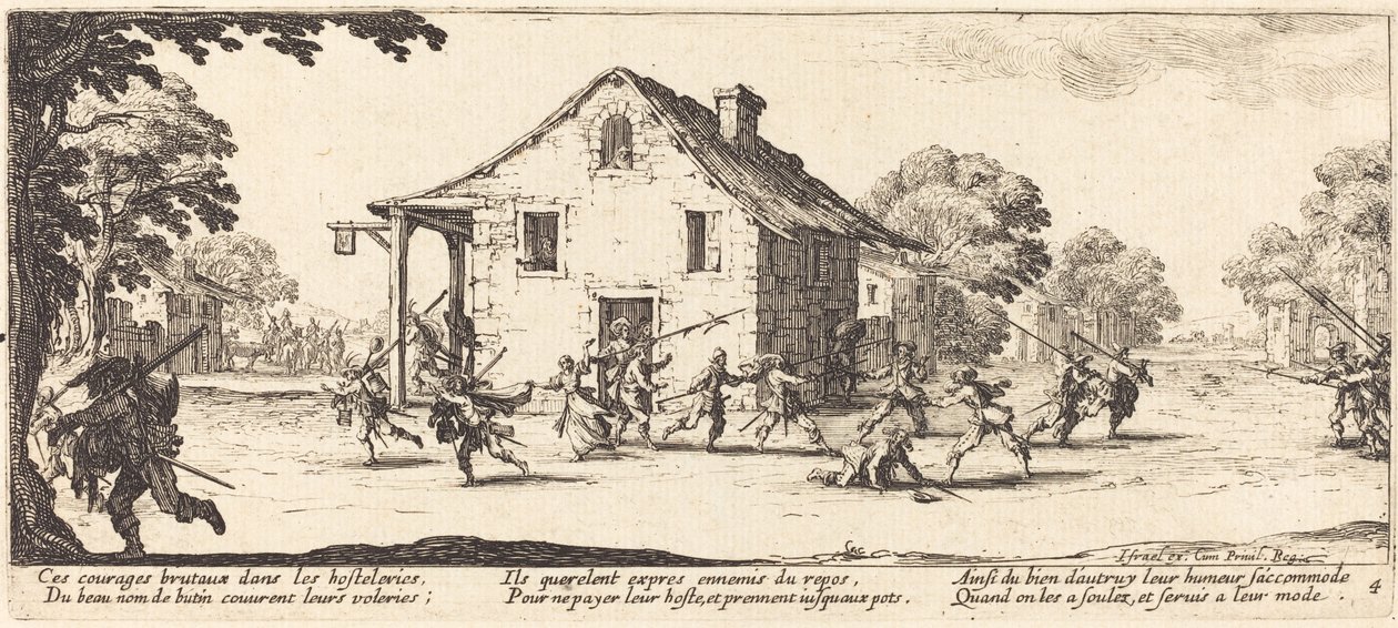 Scene for plyndring, ca. 1633. av Jacques Callot