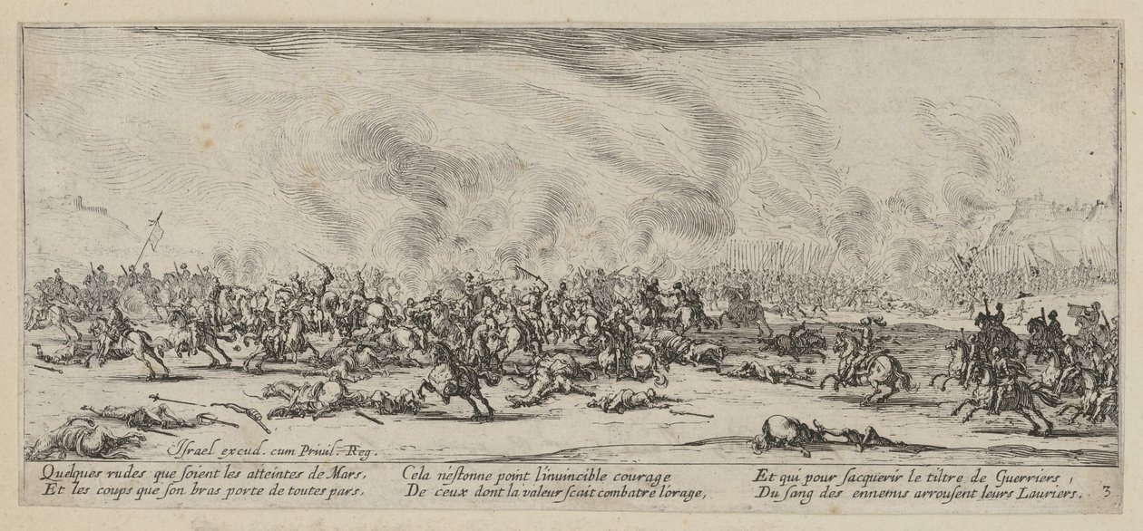 Slaget, side 3 i serien «Krigens grusomheter» av Jacques Callot