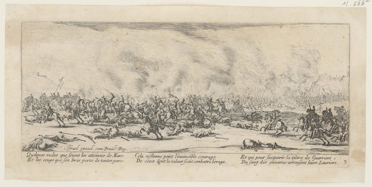 Slaget, side 3 i serien «Krigens grusomheter» av Jacques Callot