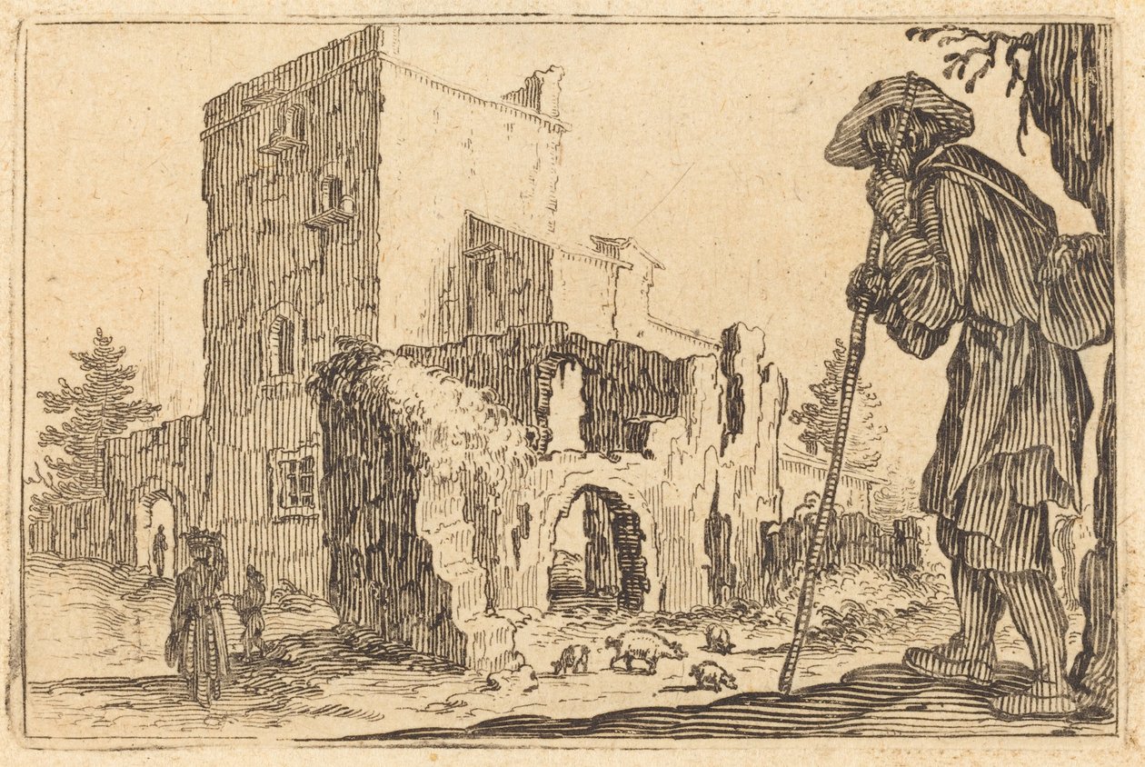 Gjeter og ruiner av Jacques Callot