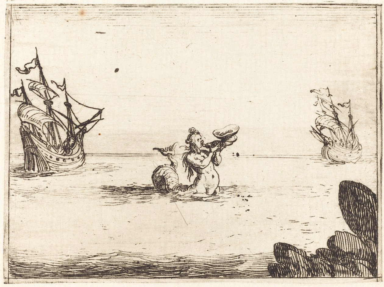 Sirene mellom to skip, 1628. av Jacques Callot