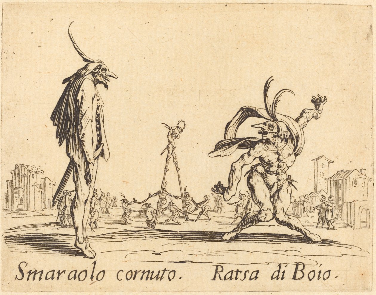 Horned Smaralo og Boios Ratsa av Jacques Callot