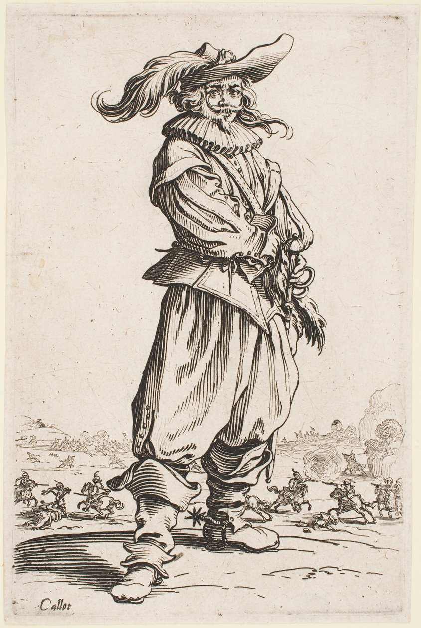 Soldat in a Feathered Hat, fra serien «The Nobility of Lorraine» av Jacques Callot