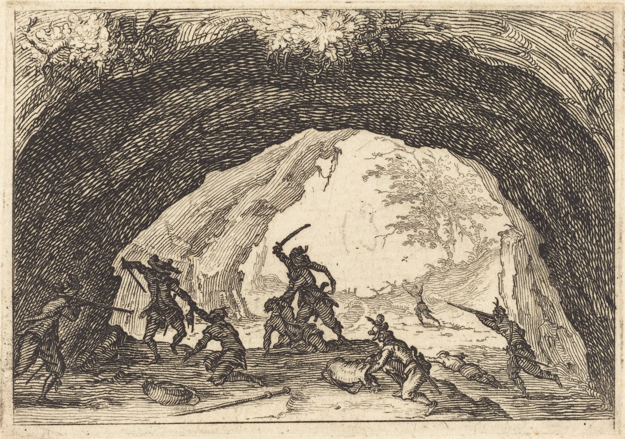 Soldater angriper ranere av Jacques Callot