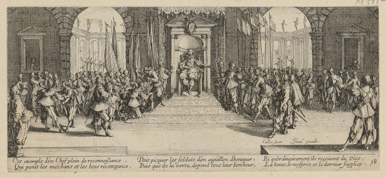 Utbetaling av sold, blad 18 i serien "Krigens redsler" av Jacques Callot