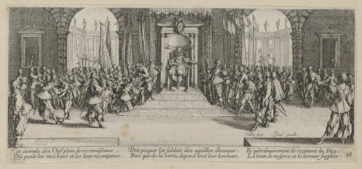 Utbetaling av sold, plansje 18 fra serien "Krigens redsler" av Jacques Callot