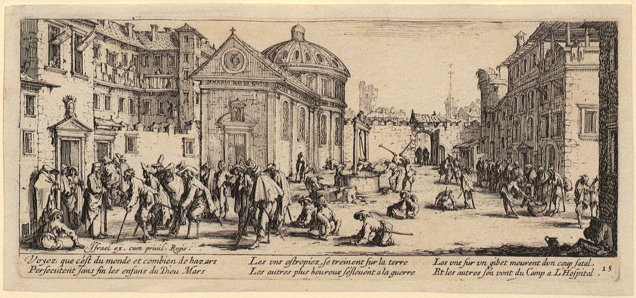 Sykehus, side 15 i serien «Krigens grusomheter» av Jacques Callot