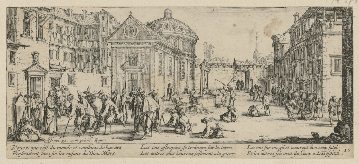 Sykehus, side 15 i serien «Krigens grusomheter» av Jacques Callot