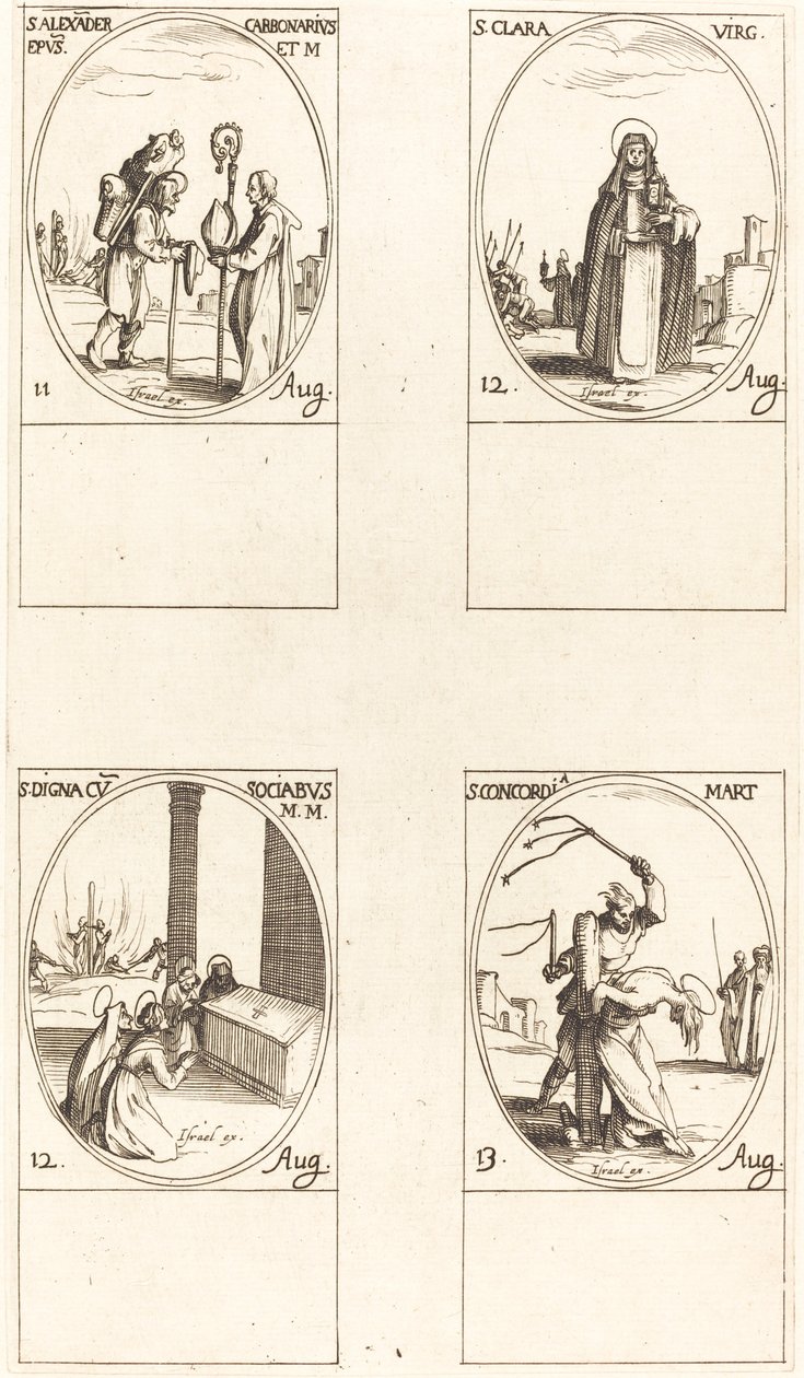 St. Alexander Carbonarius; St. Clare; St. Digna og ledsagere; St. Concordia av Jacques Callot