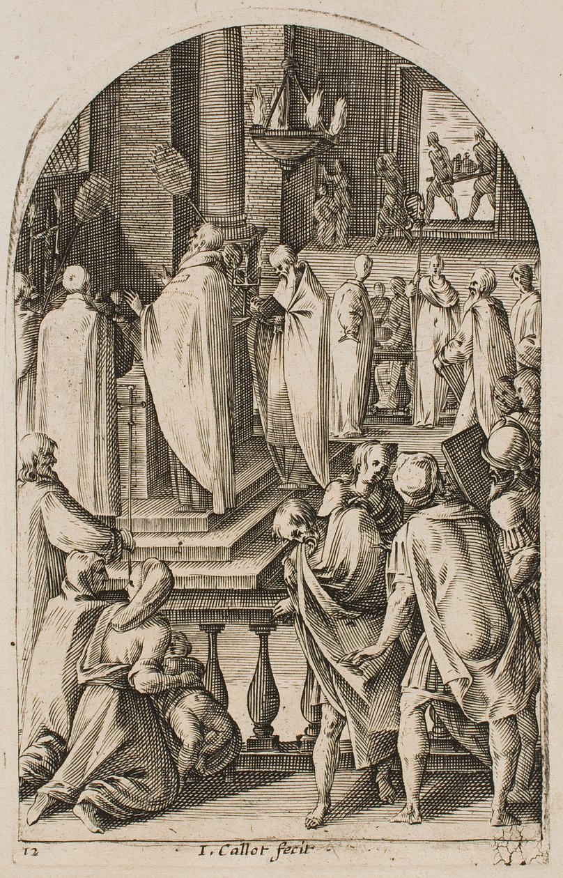 Sankt Basil feirer messens offer, fra serien «Bilder fra Roma» av Jacques Callot