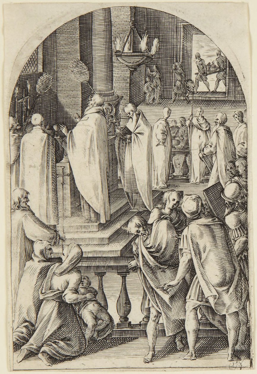 Den hellige Basilios feirer messens offer av Jacques Callot