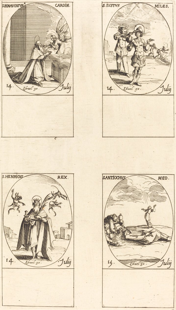 St. Bonaventura, St. Justus, St. Henry, keiser, St. Antiochus. av Jacques Callot
