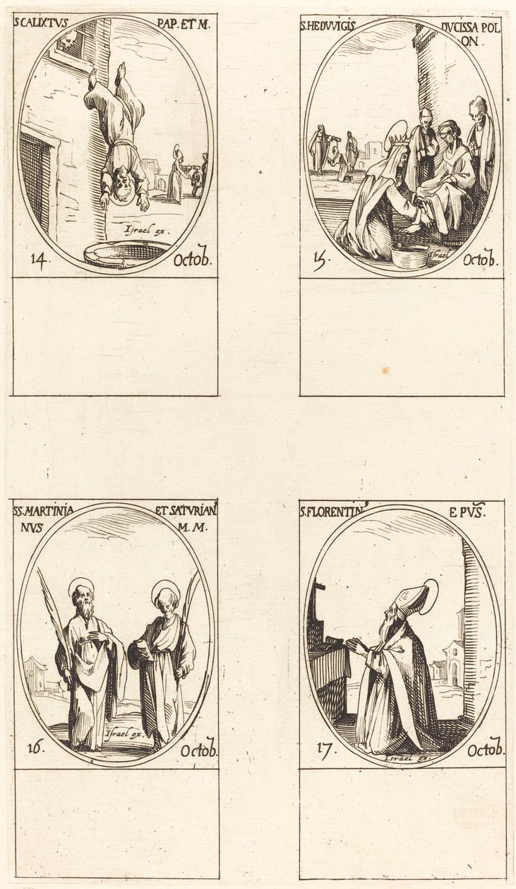 St. Calixtus; St. Hedwigs; Hellige Martinian og Saturian; St. florentinsk av Jacques Callot
