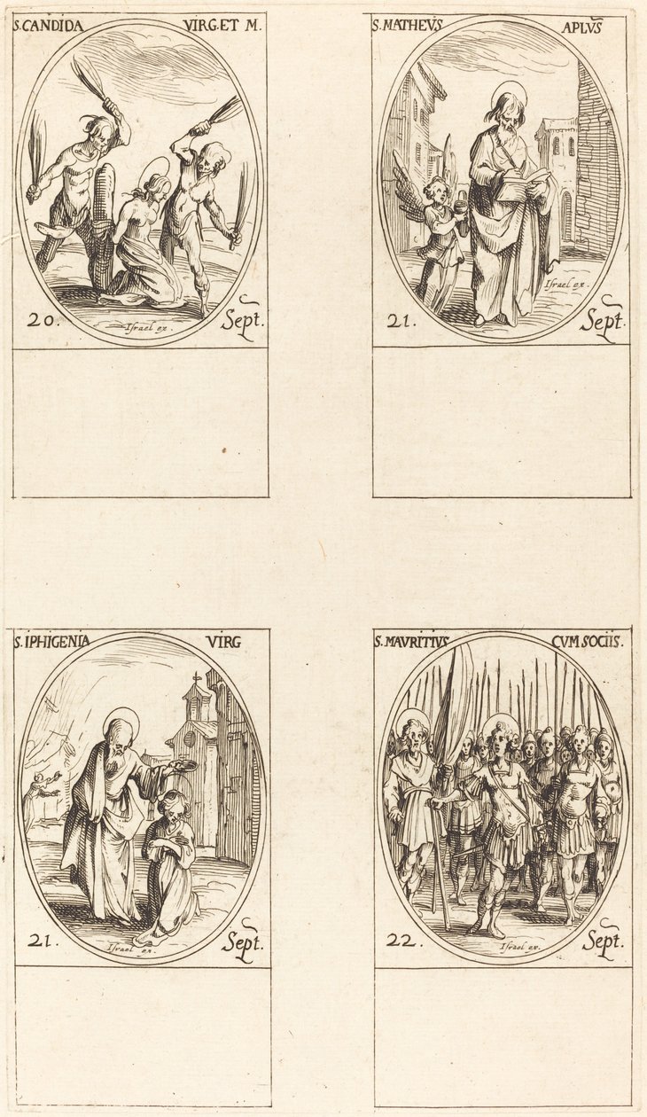 St. Canida; St. Matteus; St. Ipigenia; St. Maurice og ledsagere av Jacques Callot