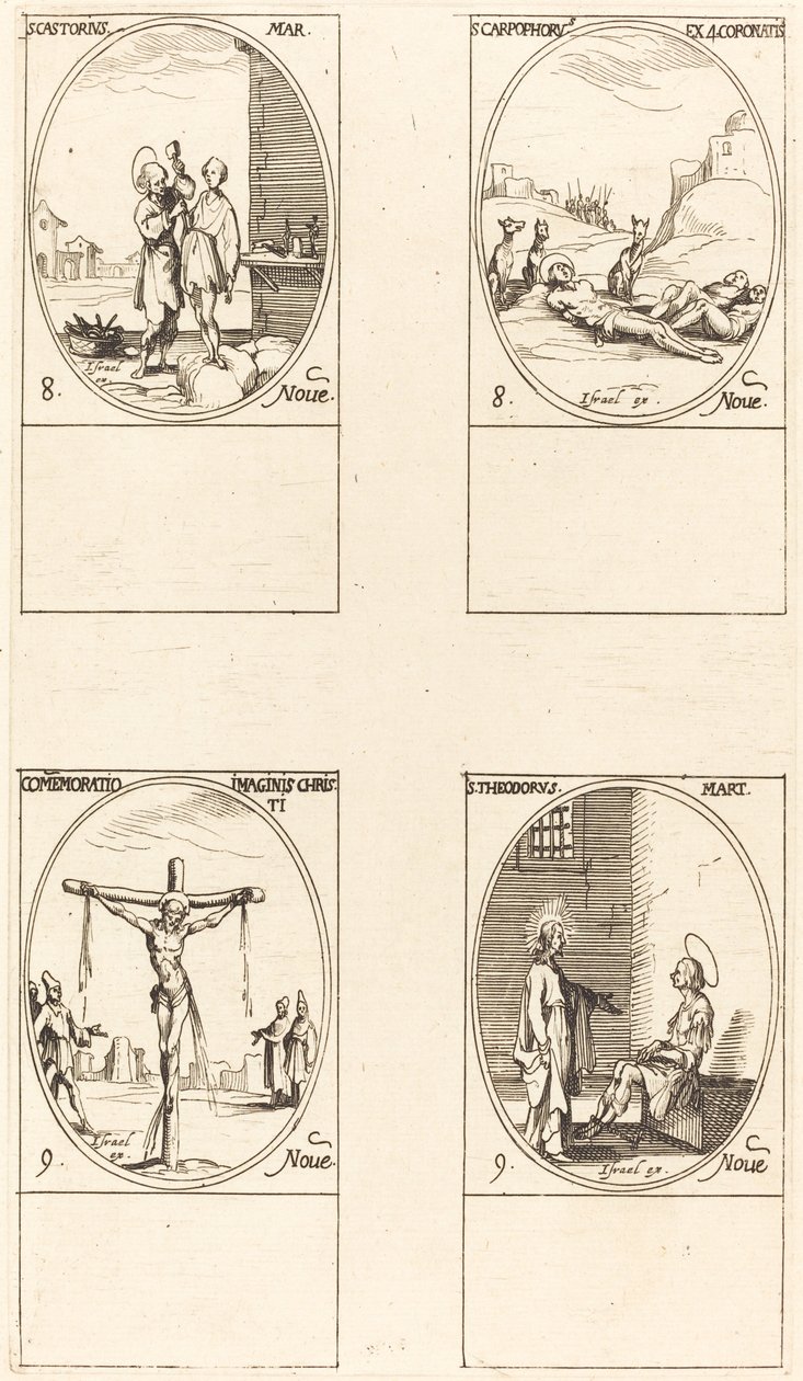St. Castorius; St. Carpophorus og de fire kronede martyrene; minne om bildet av Jacques Callot