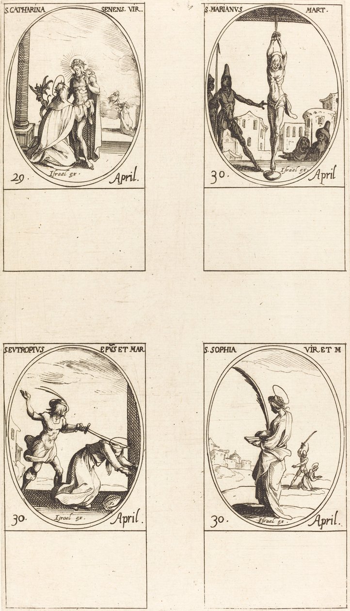 St. Catharine av Siena; St. Marian; St. Eutropius; St. Sophia av Jacques Callot