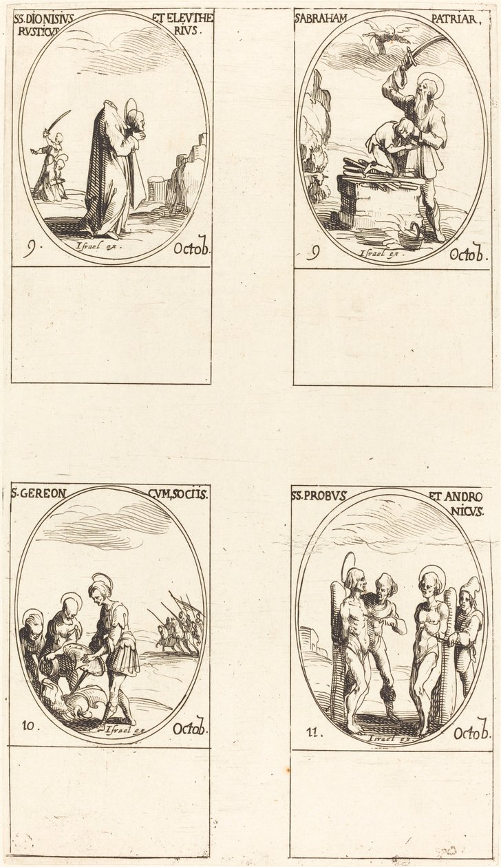 St. Dionysius, Rusticus & Eleutherius, St. Abraham, St. Gereon & Companions, Sts. Til. av Jacques Callot