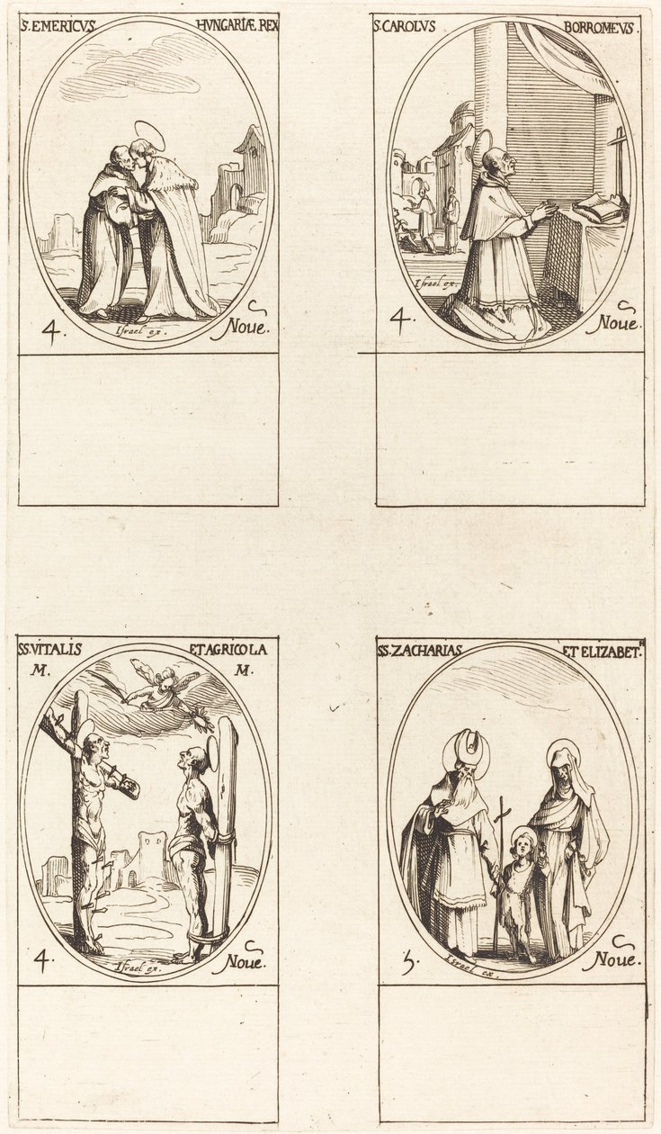 St. Emeric; St. Charles Borromeo; St. Vitalis & Agricola; Sts. Zachary og Elizabeth av Jacques Callot