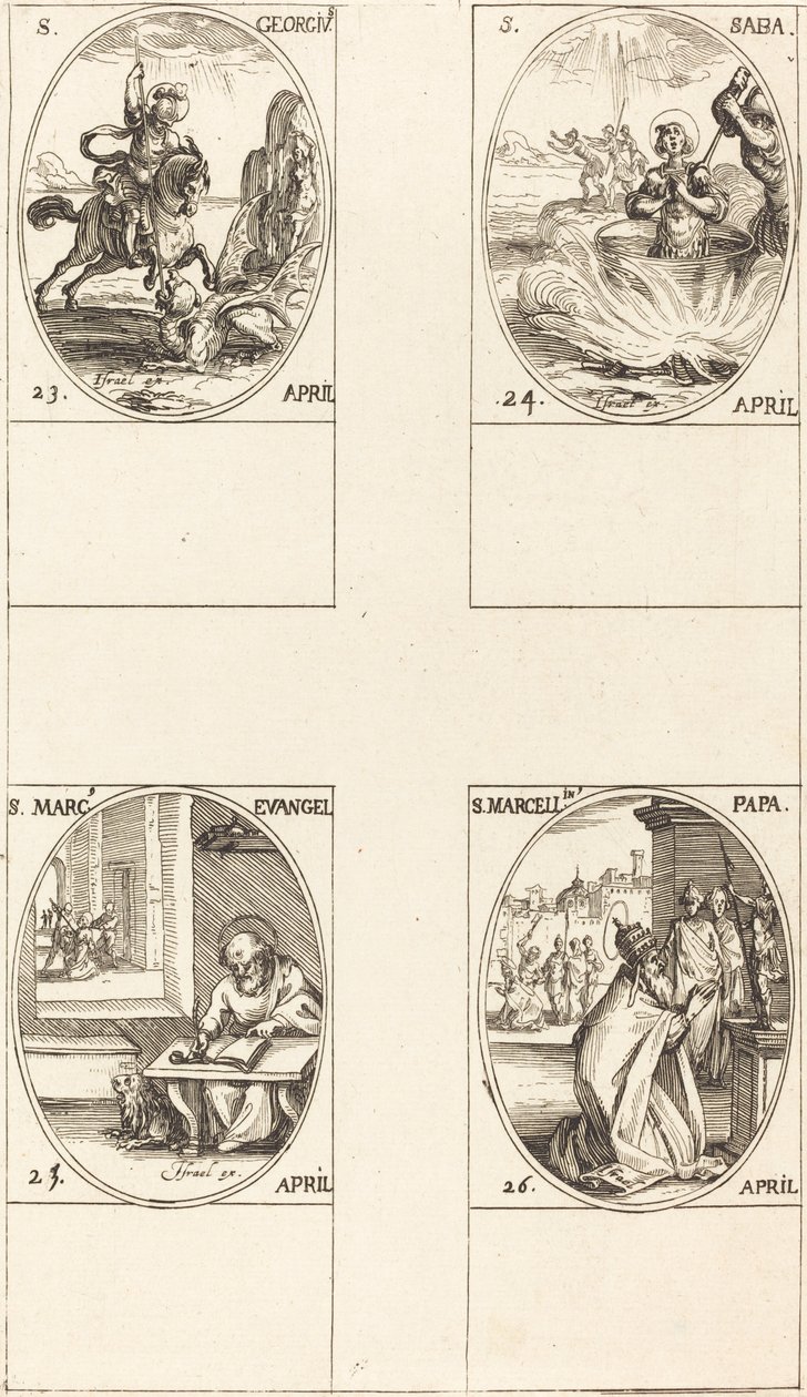 St. George; St. Sabas; St. Markus, evangelist; St. Marcellin av Jacques Callot