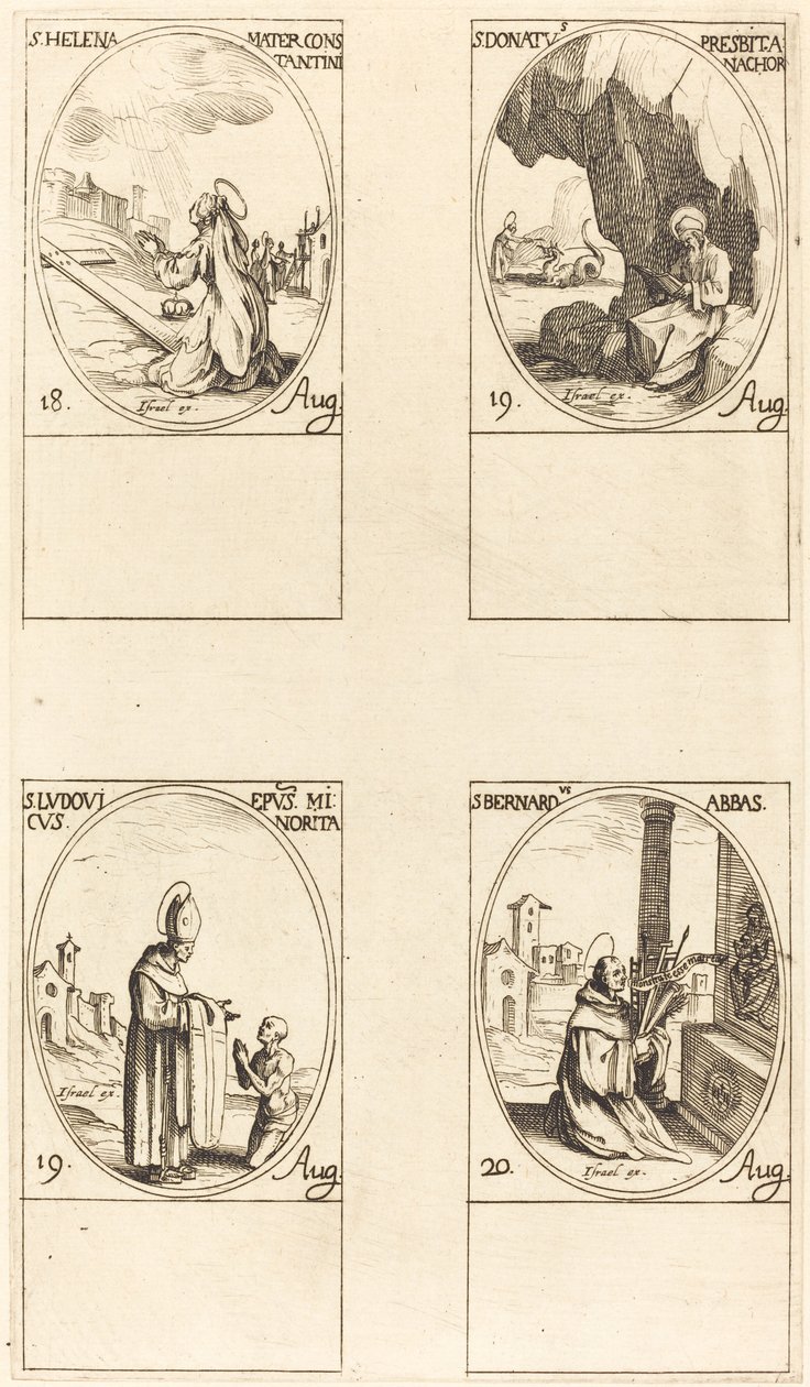 St. Helen, St. Donatus, St. Ludovicus, Biskop, St. Bernard. av Jacques Callot