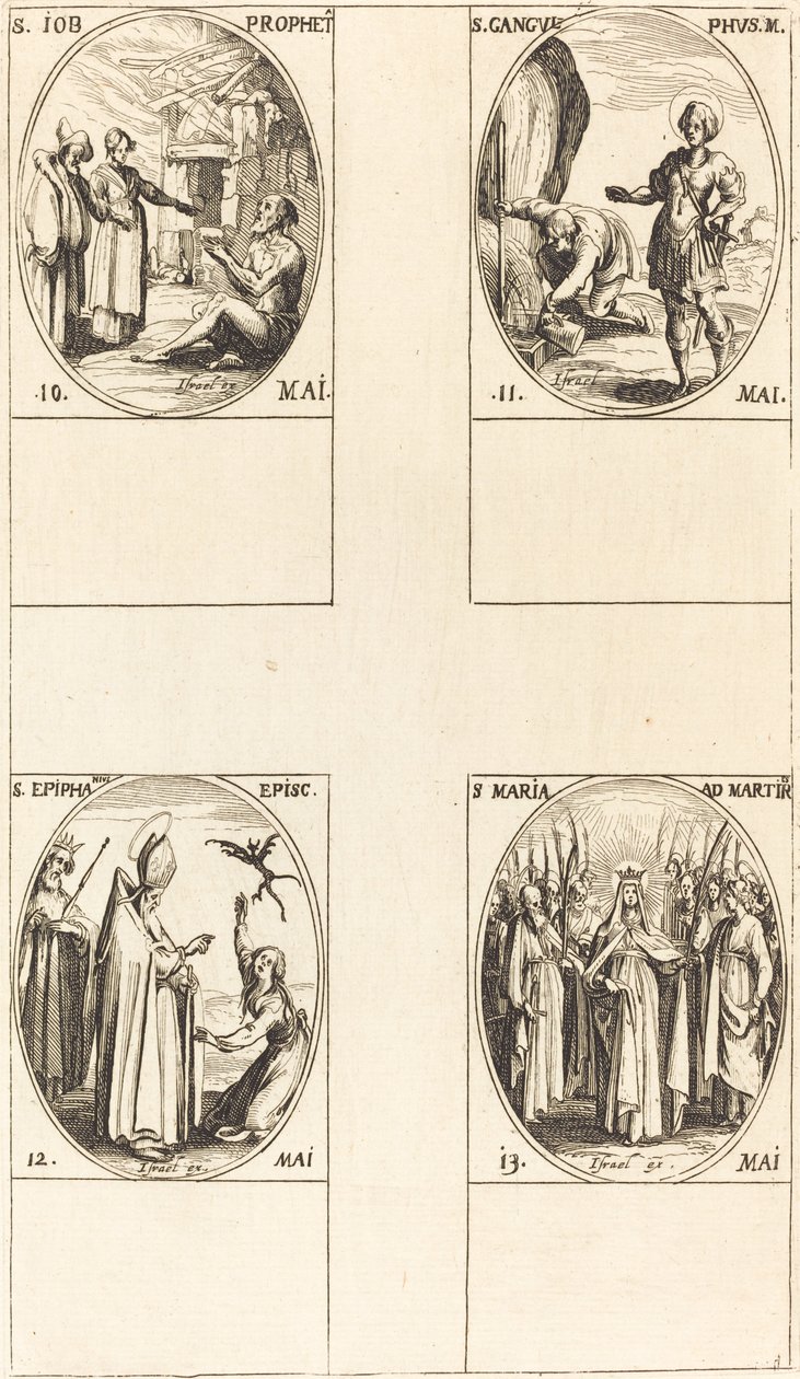 St. Job, profet, St. Gangulphus, St. Epiphanius, St. Mary of Martyrs. av Jacques Callot