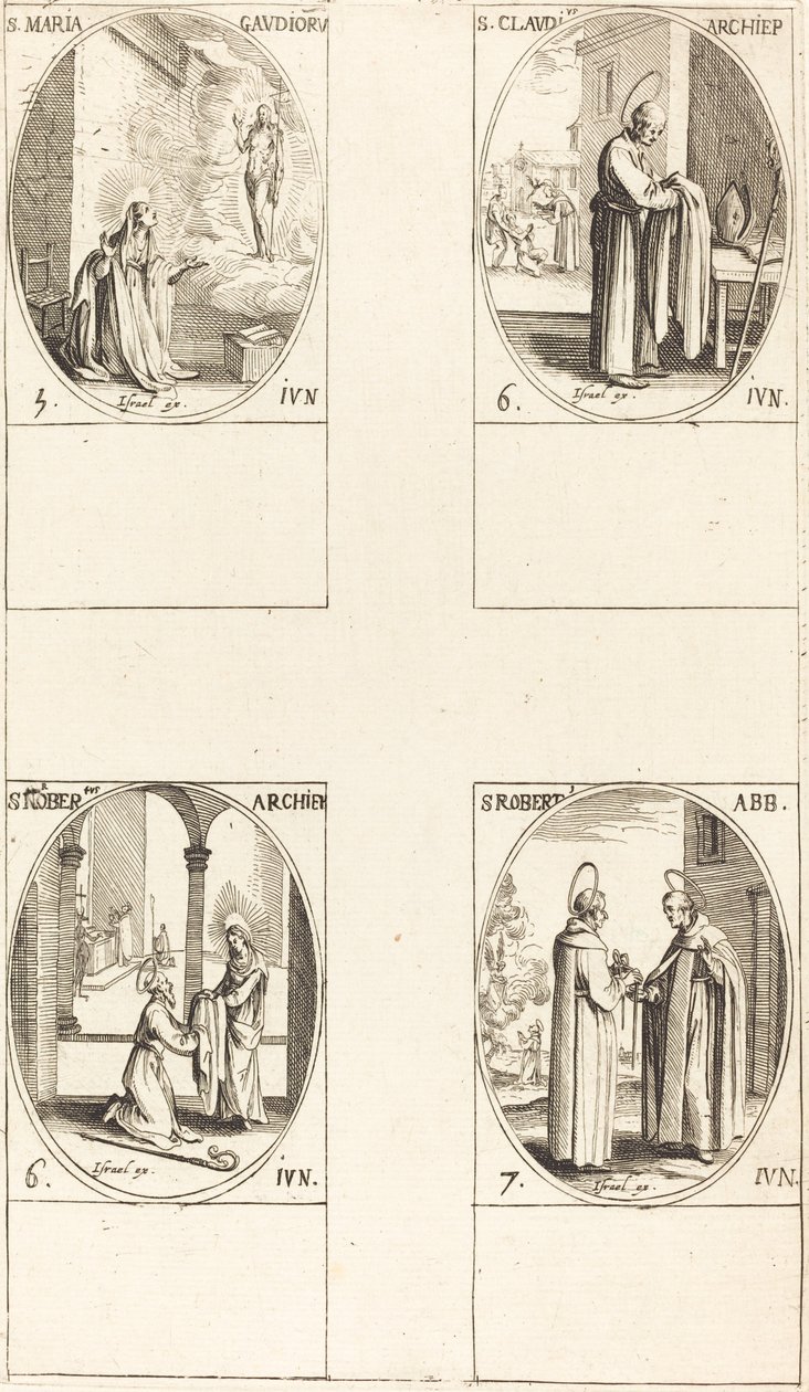St. Maria Gaudioru, St. Claudius, St. Norbert, St. Robert. av Jacques Callot