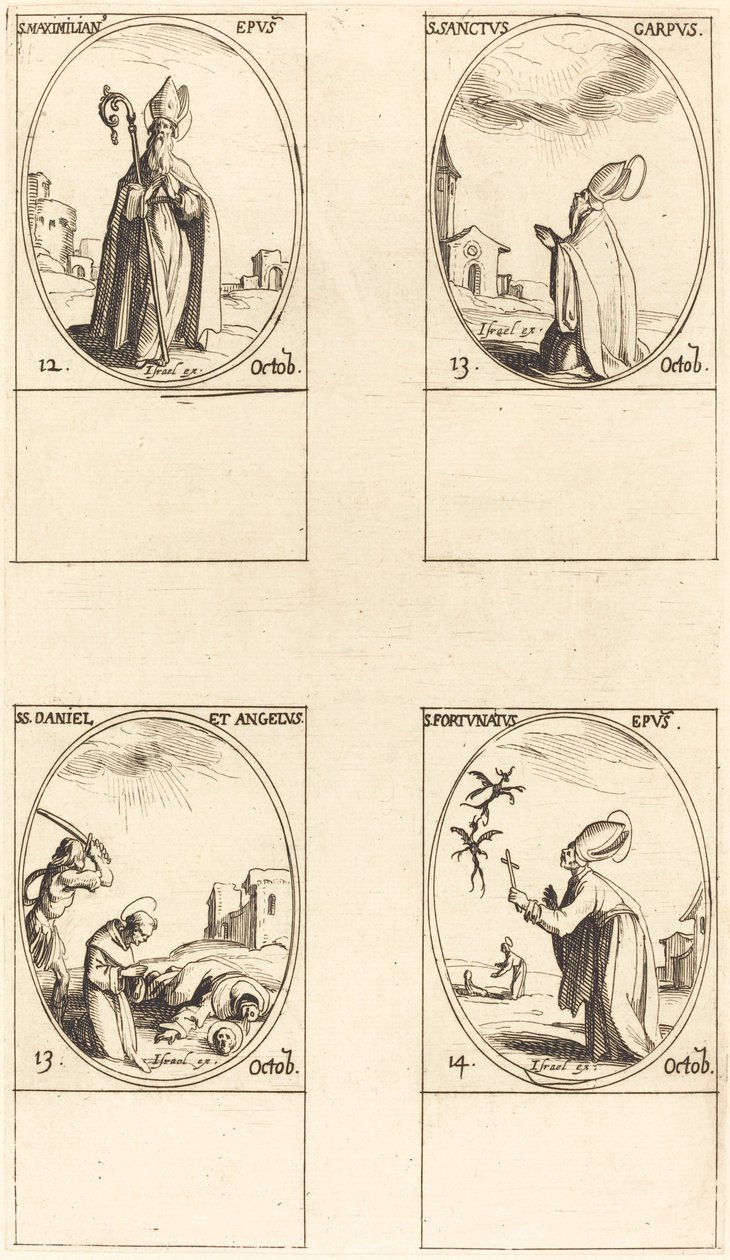 St. Maximilian; St. Carpus; St. Daniel og Angelus; St. Fortunatus av Jacques Callot