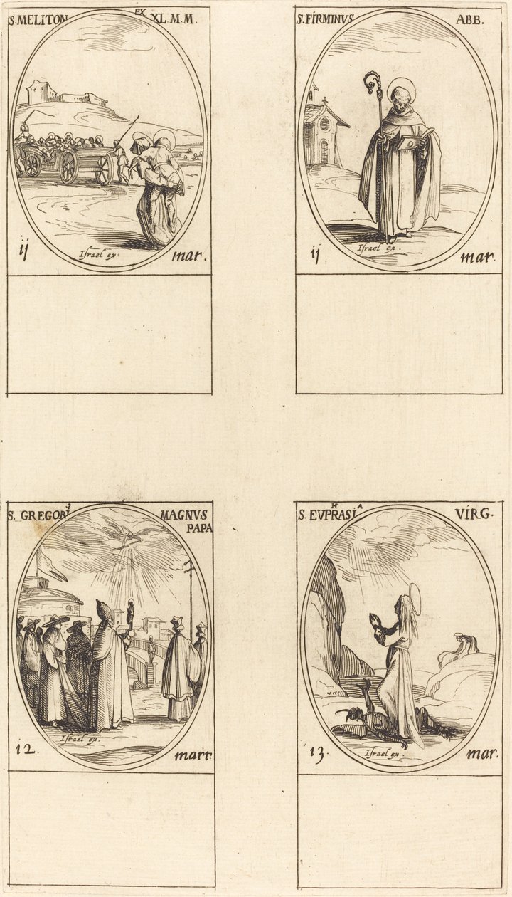 St. Meliton; St. Firminus; St. Gregor den store; St. Euphrasia av Jacques Callot