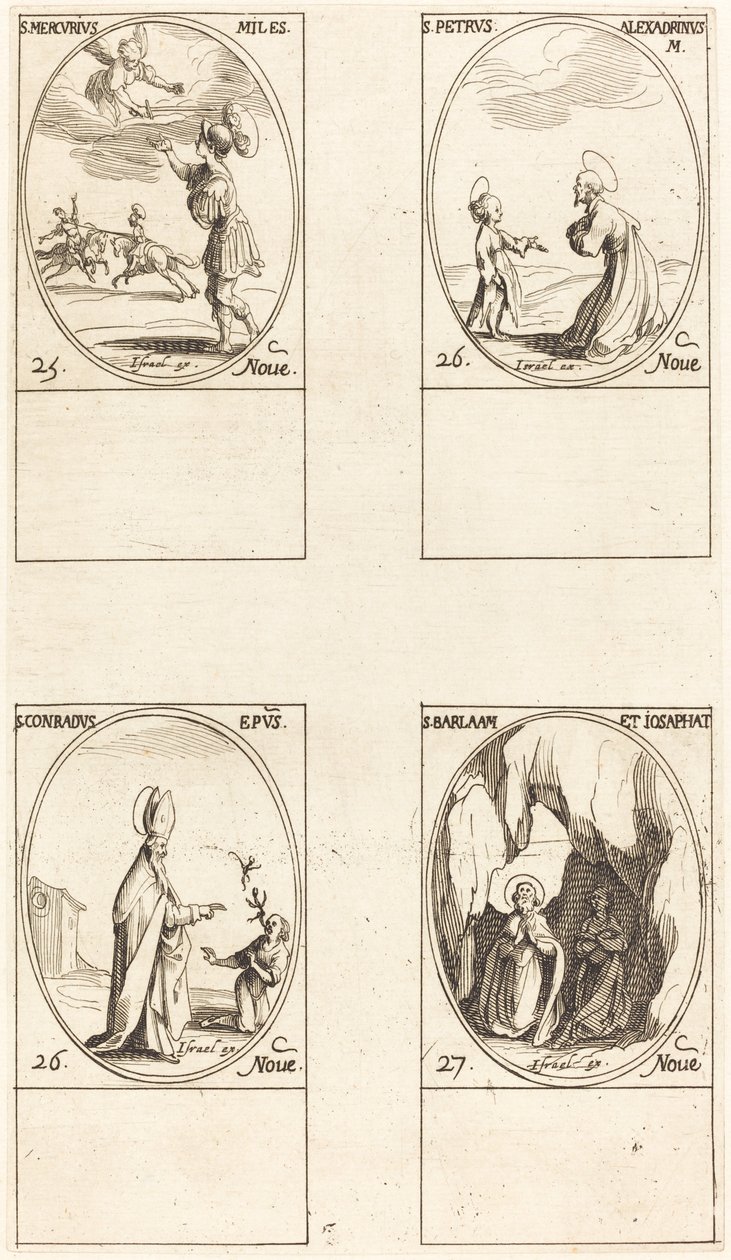 St. Mercury; St. Peter av Alexandria; St. Conrad; Sts. Barlaam og Josafat av Jacques Callot