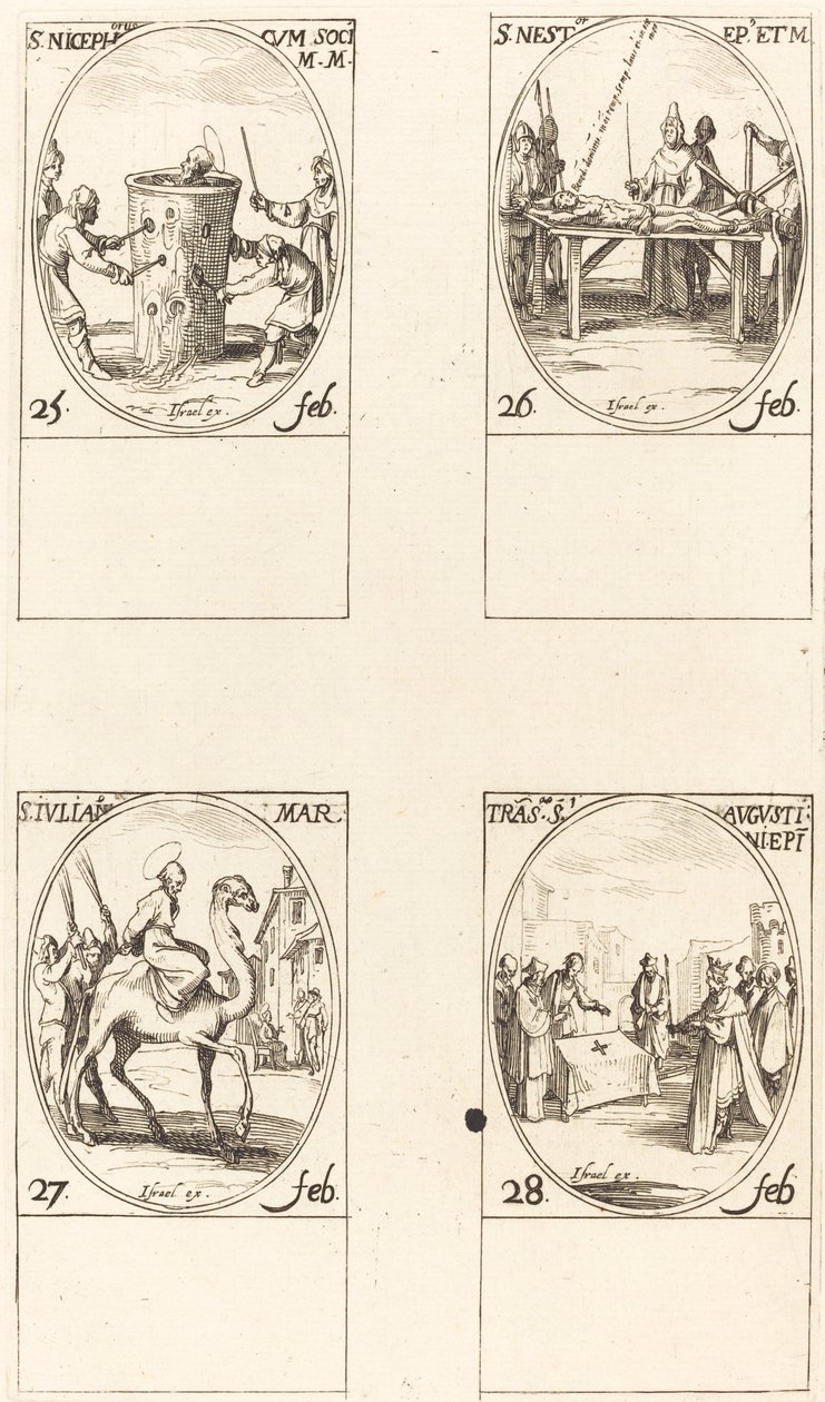 St. Nicephorus; St. Nestor; St. Julian; Oversettelse av St. Augustin av Jacques Callot
